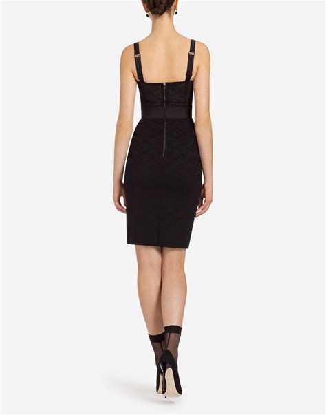 dolce gabbana black corset dress|dolce and gabbana midi dress.